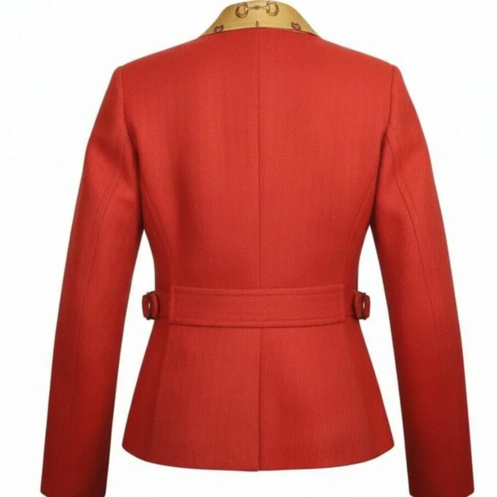 J. Crew Robert Noble Red Brick Vintage Wool Herringbone Tailored Shield Detail - Picture 8 of 16